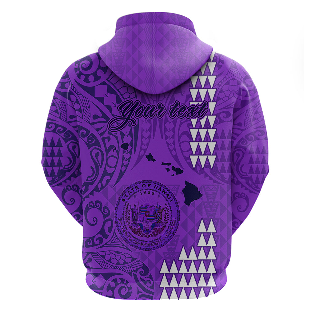 Personalised Maui Island Hoodie Kakau Tribal Mixed Polynesian Pattern Purple - Wonder Print Shop
