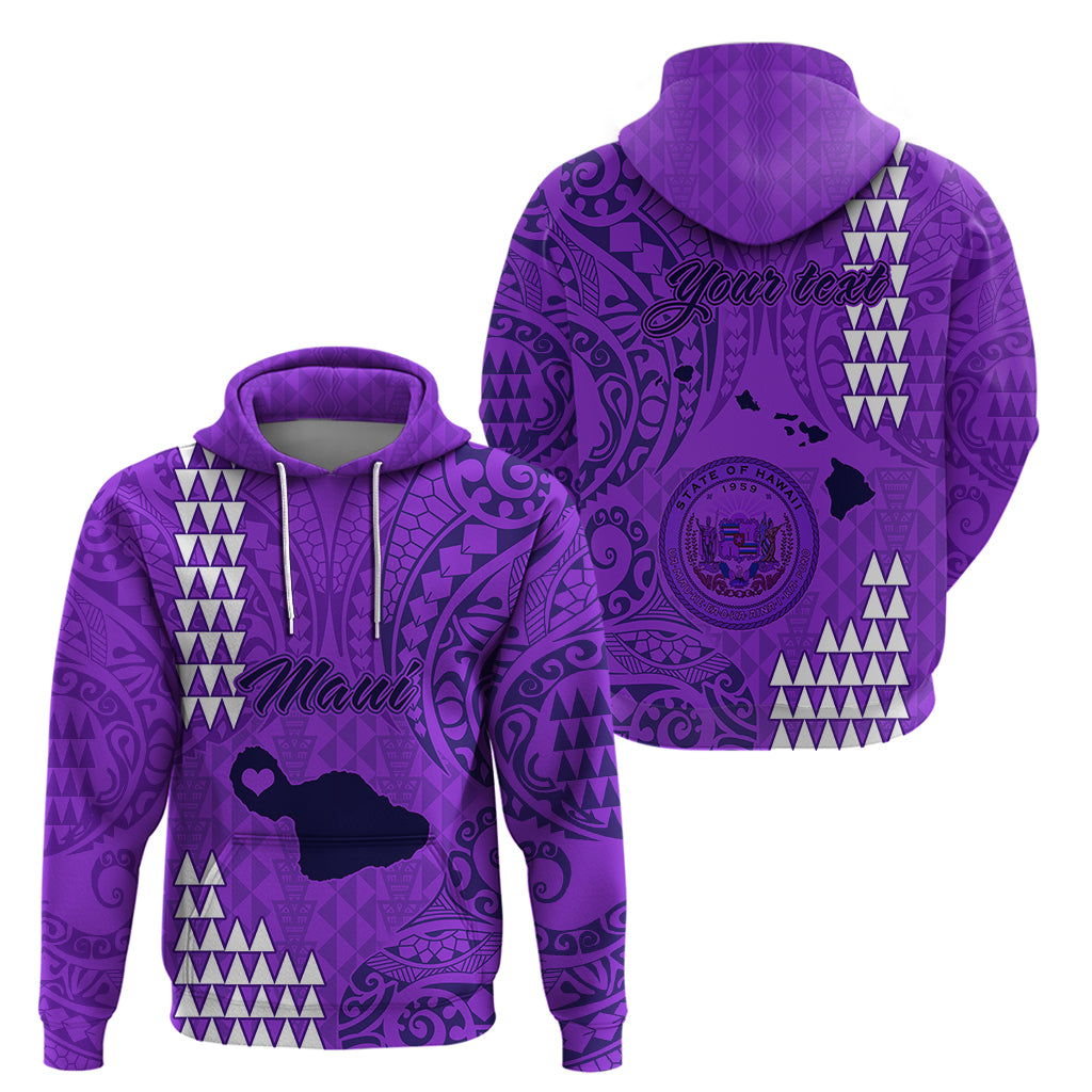 Personalised Maui Island Hoodie Kakau Tribal Mixed Polynesian Pattern Purple - Wonder Print Shop