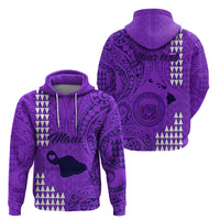 Personalised Maui Island Hoodie Kakau Tribal Mixed Polynesian Pattern Purple - Wonder Print Shop
