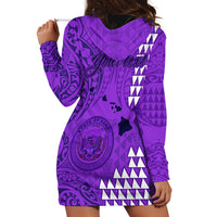 Personalised Maui Island Hoodie Dress Kakau Tribal Mixed Polynesian Pattern Purple - Wonder Print Shop