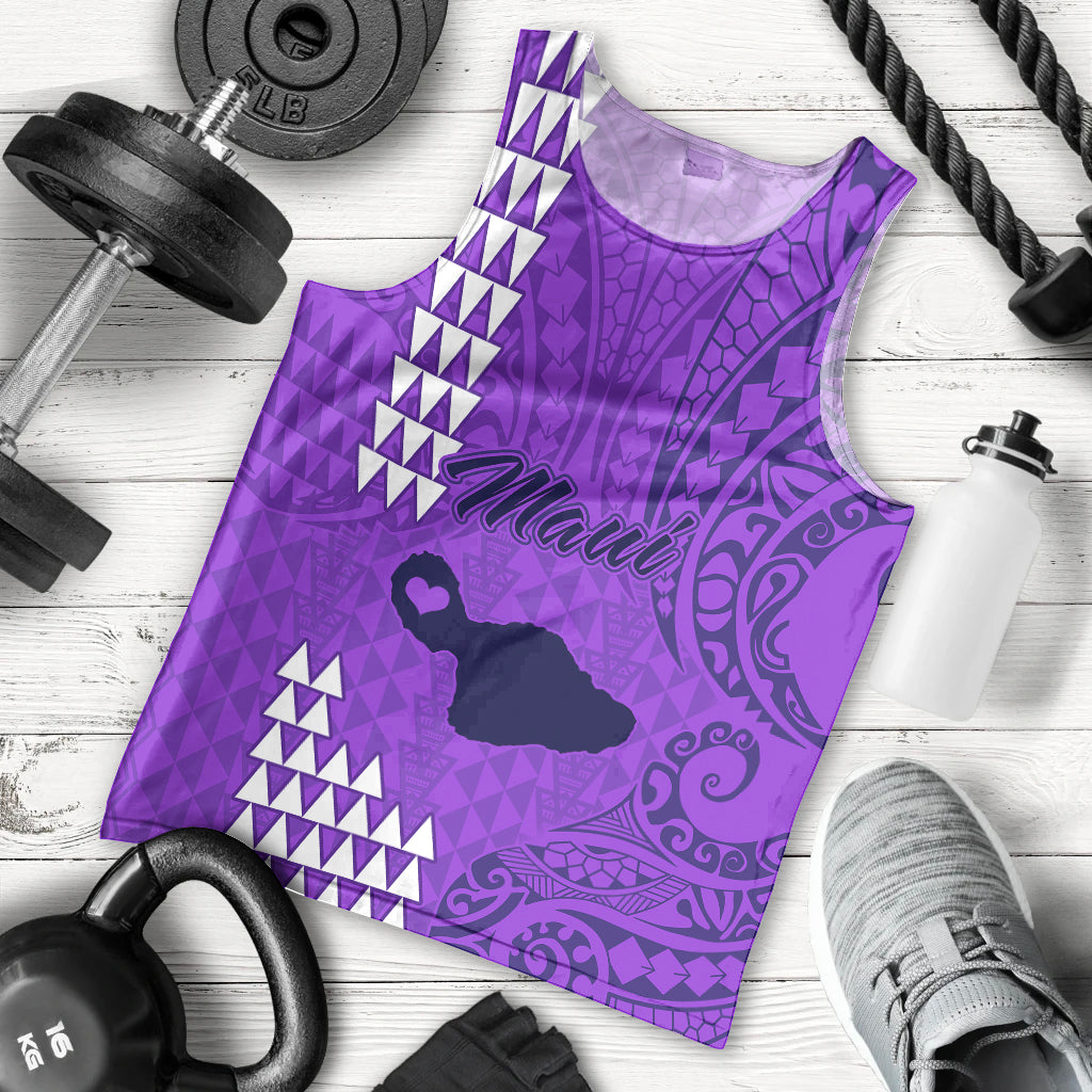 personalised-maui-island-men-tank-top-kakau-tribal-mixed-polynesian-pattern-purple