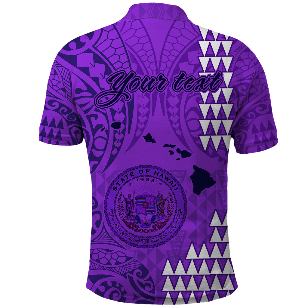 Personalised Maui Island Polo Shirt Kakau Tribal Mixed Polynesian Pattern Purple - Wonder Print Shop