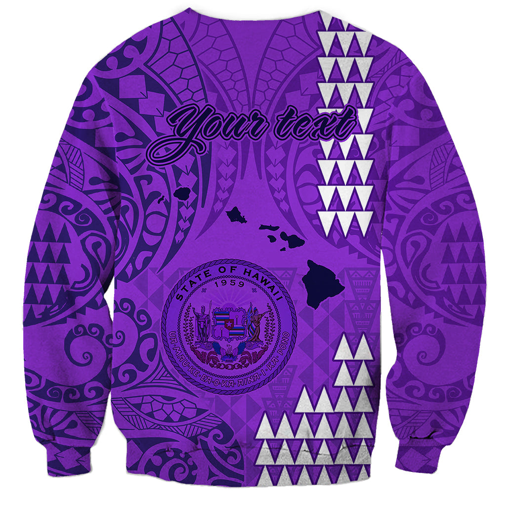 Personalised Maui Island Sweatshirt Kakau Tribal Mixed Polynesian Pattern Purple - Wonder Print Shop