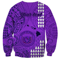 Personalised Maui Island Sweatshirt Kakau Tribal Mixed Polynesian Pattern Purple - Wonder Print Shop