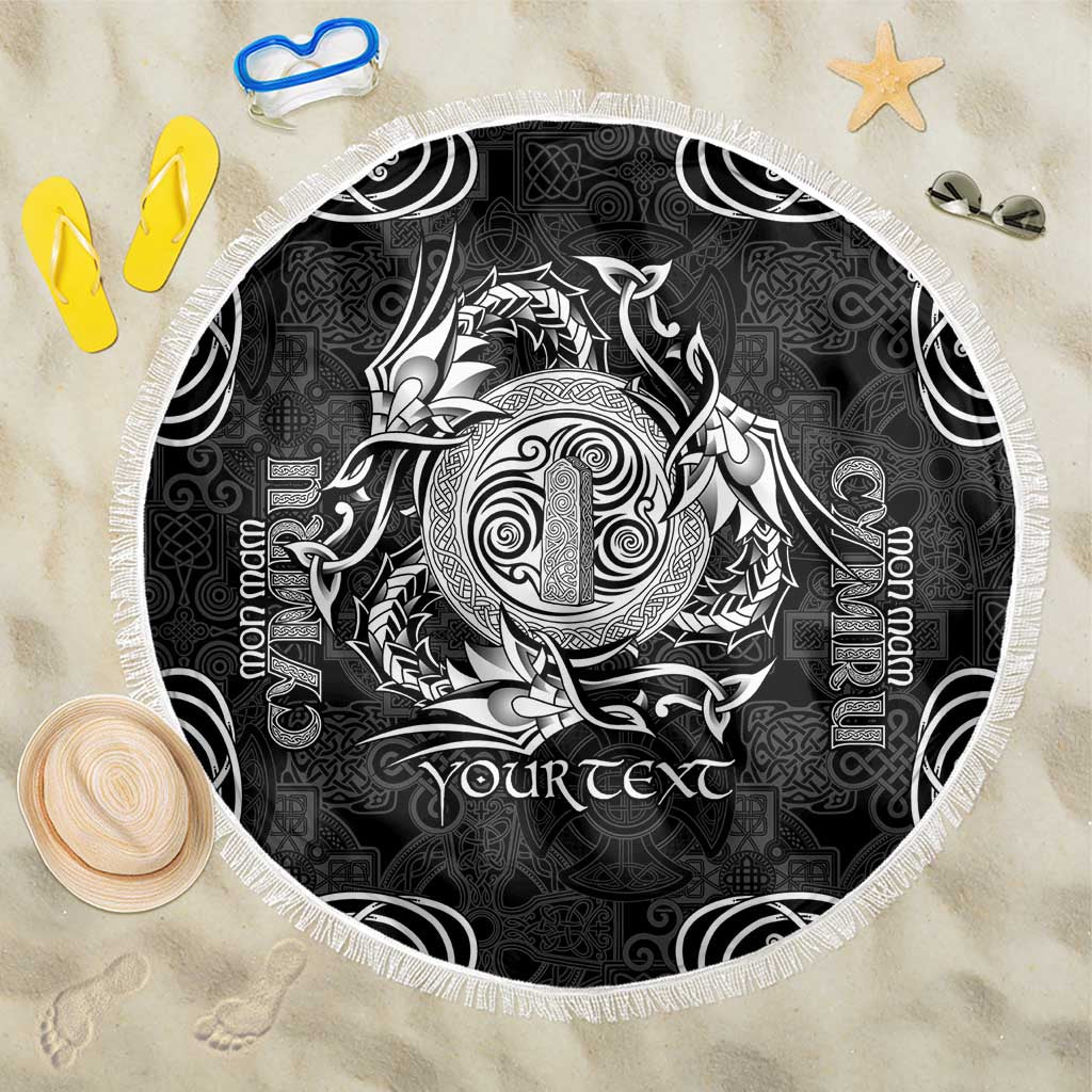 Personalized Anglesey Ynys Mon Beach Blanket Black Standing Stone Celtic-inspired - Wonder Print Shop