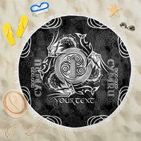 Personalized Anglesey Ynys Mon Beach Blanket Black Standing Stone Celtic-inspired - Wonder Print Shop