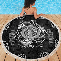 Personalized Anglesey Ynys Mon Beach Blanket Black Standing Stone Celtic-inspired - Wonder Print Shop