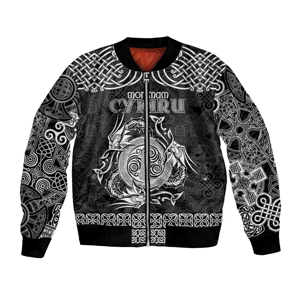 Personalized Anglesey Ynys Mon Bomber Jacket Black Standing Stone Celtic-inspired - Wonder Print Shop