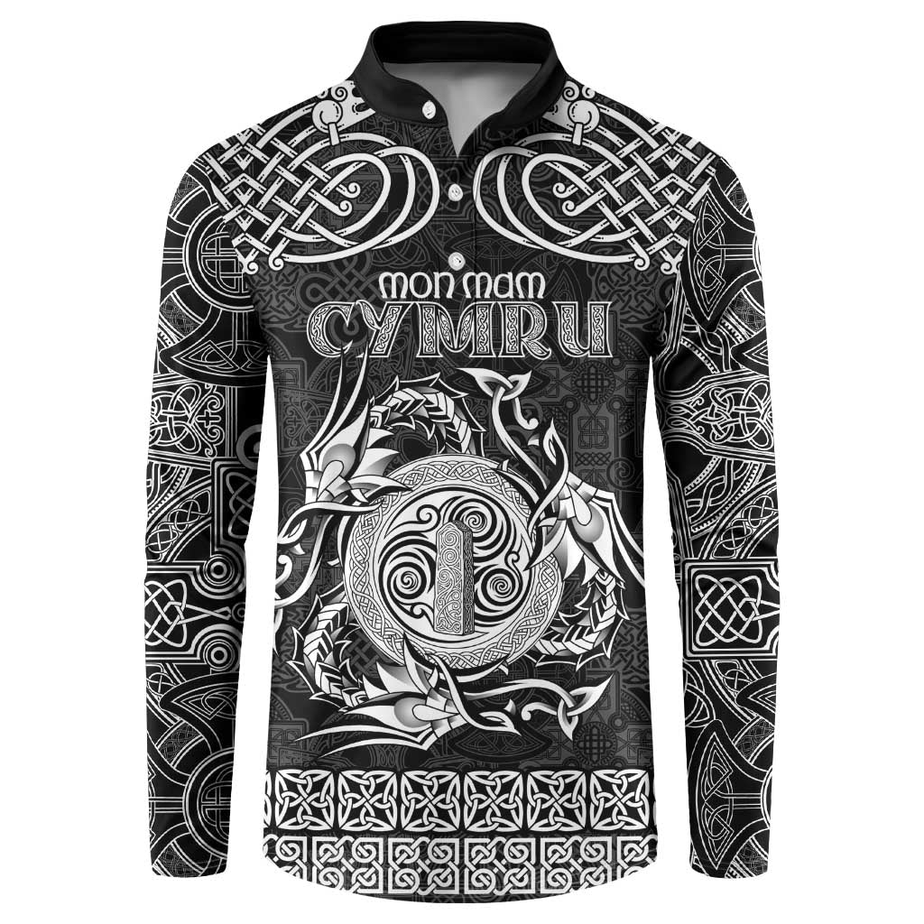 Personalized Anglesey Ynys Mon Button Sweatshirt Black Standing Stone Celtic-inspired - Wonder Print Shop