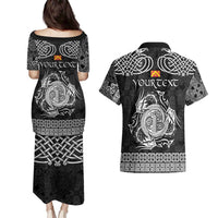 Personalized Anglesey Ynys Mon Couples Matching Puletasi and Hawaiian Shirt Black Standing Stone Celtic-inspired - Wonder Print Shop