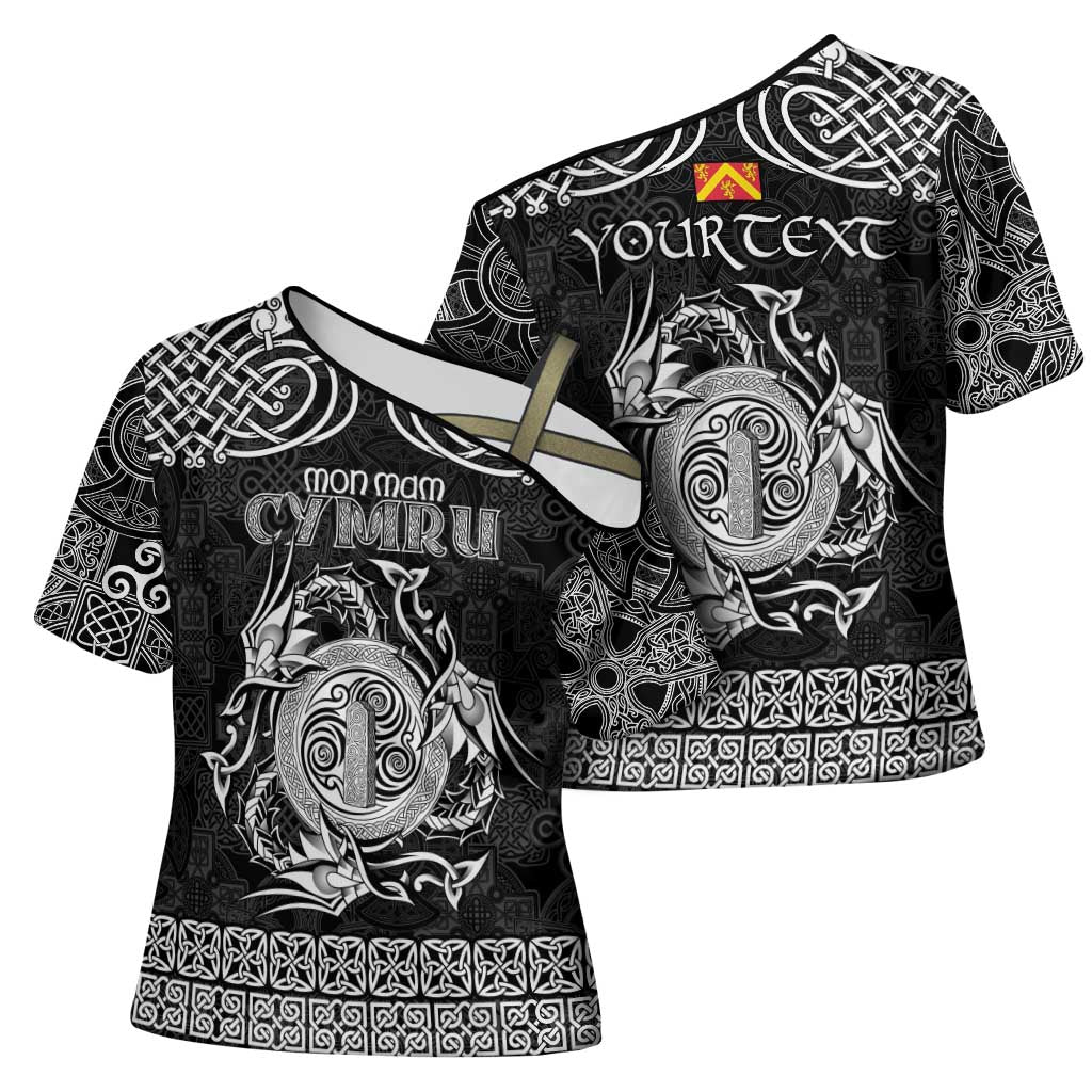Personalized Anglesey Ynys Mon Cross Shoulder Shirt Black Standing Stone Celtic-inspired - Wonder Print Shop