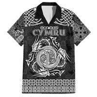 Personalized Anglesey Ynys Mon Family Matching Off The Shoulder Long Sleeve Dress and Hawaiian Shirt Black Standing Stone Celtic-inspired - Wonder Print Shop
