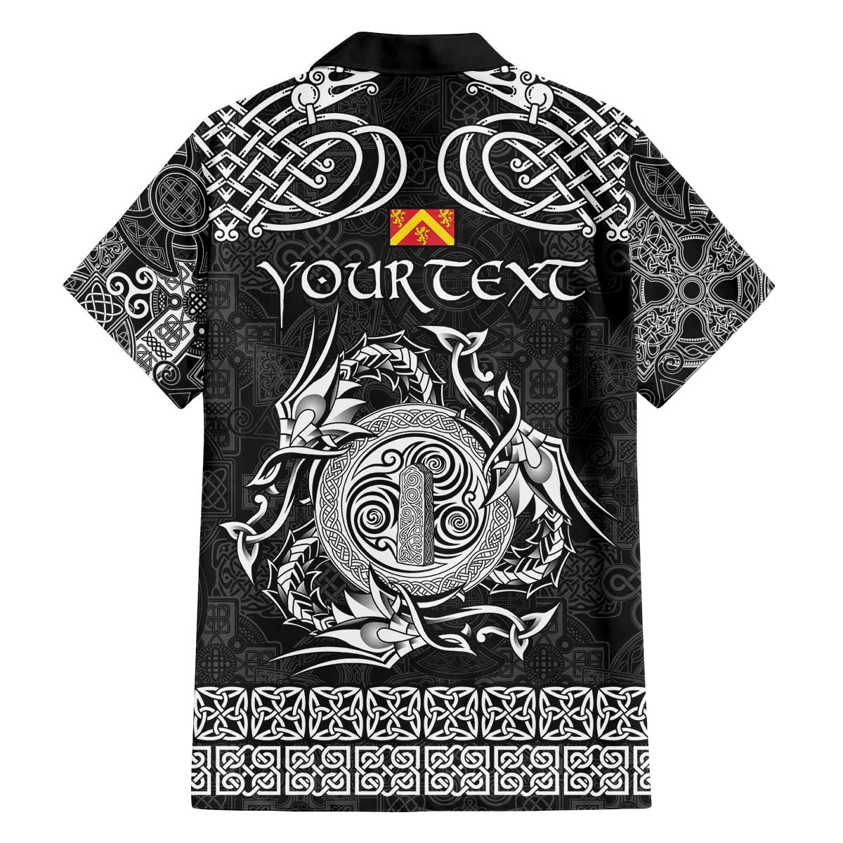 Personalized Anglesey Ynys Mon Family Matching Off The Shoulder Long Sleeve Dress and Hawaiian Shirt Black Standing Stone Celtic-inspired - Wonder Print Shop