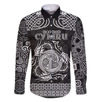 Personalized Anglesey Ynys Mon Family Matching Off The Shoulder Long Sleeve Dress and Hawaiian Shirt Black Standing Stone Celtic-inspired - Wonder Print Shop