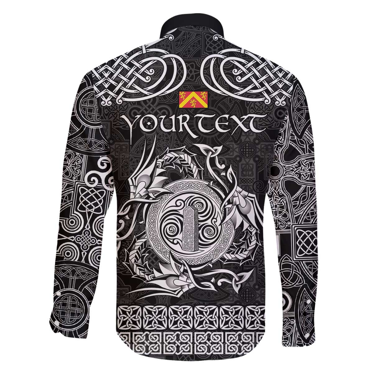 Personalized Anglesey Ynys Mon Family Matching Off The Shoulder Long Sleeve Dress and Hawaiian Shirt Black Standing Stone Celtic-inspired - Wonder Print Shop
