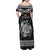 Personalized Anglesey Ynys Mon Family Matching Off Shoulder Maxi Dress and Hawaiian Shirt Black Standing Stone Celtic-inspired - Wonder Print Shop