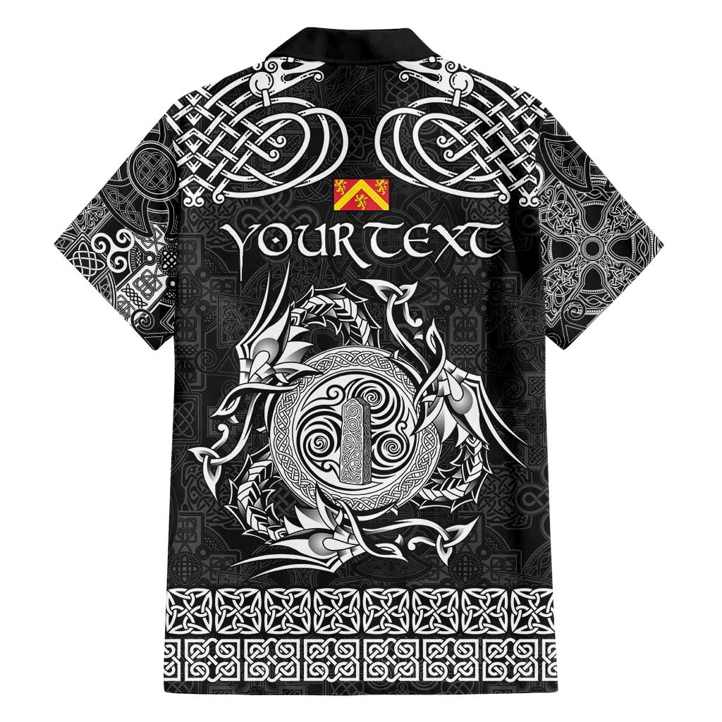 Personalized Anglesey Ynys Mon Family Matching Puletasi and Hawaiian Shirt Black Standing Stone Celtic-inspired - Wonder Print Shop