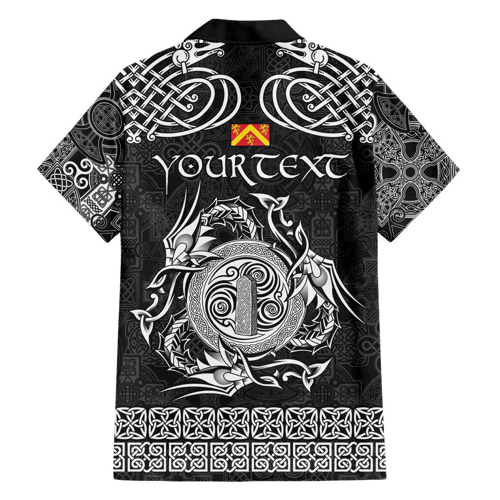 Personalized Anglesey Ynys Mon Family Matching Short Sleeve Bodycon Dress and Hawaiian Shirt Black Standing Stone Celtic-inspired - Wonder Print Shop