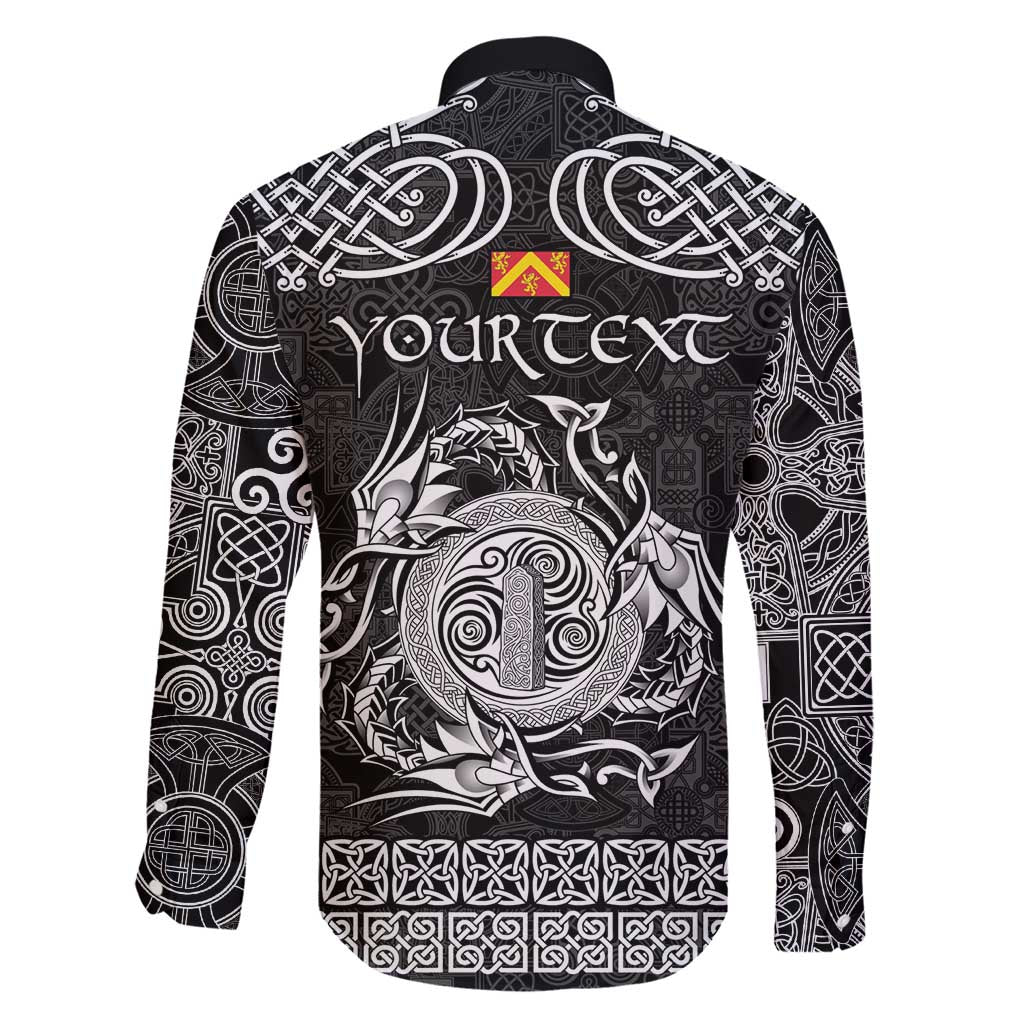 Personalized Anglesey Ynys Mon Family Matching Short Sleeve Bodycon Dress and Hawaiian Shirt Black Standing Stone Celtic-inspired - Wonder Print Shop