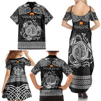 Personalized Anglesey Ynys Mon Family Matching Summer Maxi Dress and Hawaiian Shirt Black Standing Stone Celtic-inspired - Wonder Print Shop
