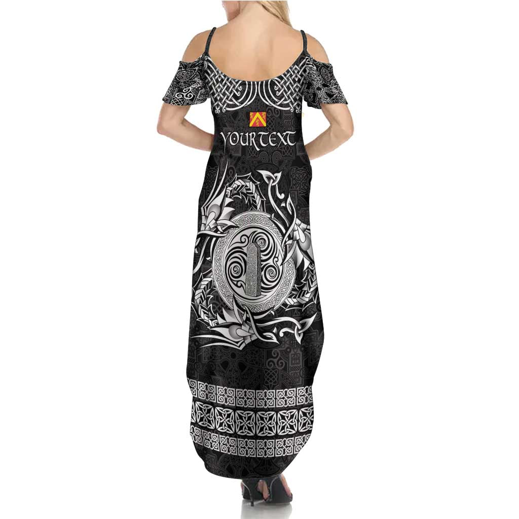 Personalized Anglesey Ynys Mon Family Matching Summer Maxi Dress and Hawaiian Shirt Black Standing Stone Celtic-inspired - Wonder Print Shop