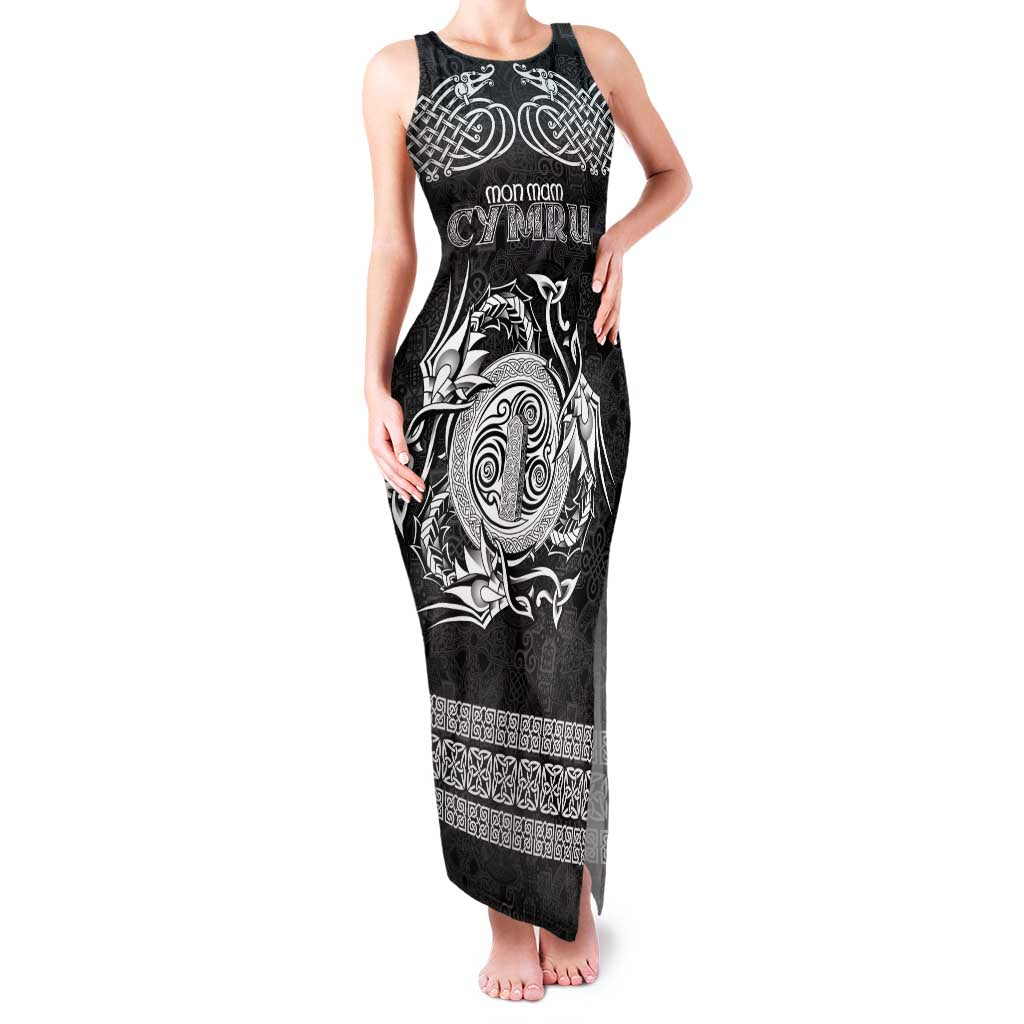 Personalized Anglesey Ynys Mon Family Matching Tank Maxi Dress and Hawaiian Shirt Black Standing Stone Celtic-inspired - Wonder Print Shop