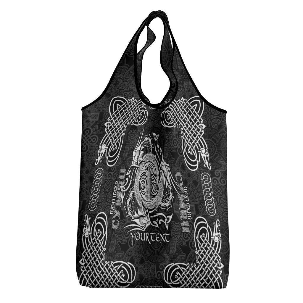 Personalized Anglesey Ynys Mon Grocery Bag Black Standing Stone Celtic-inspired - Wonder Print Shop