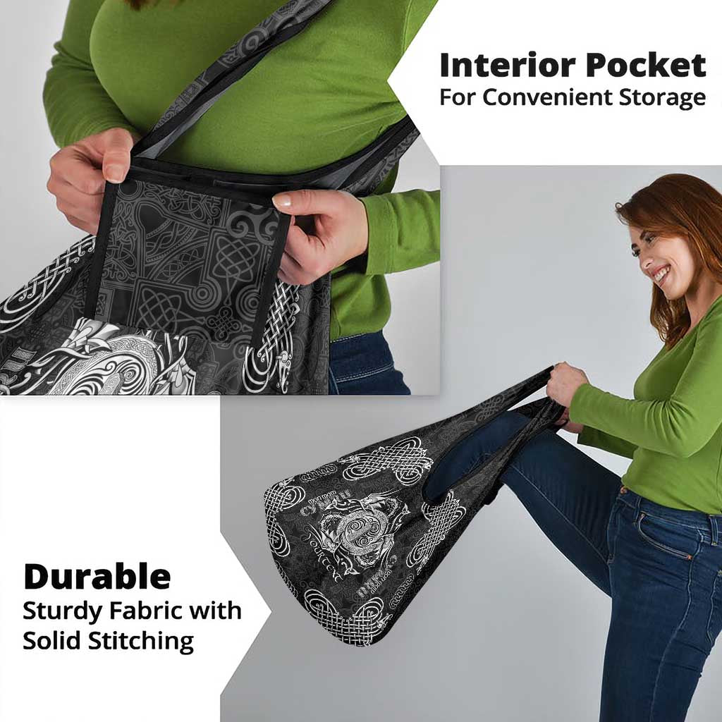 Personalized Anglesey Ynys Mon Grocery Bag Black Standing Stone Celtic-inspired - Wonder Print Shop