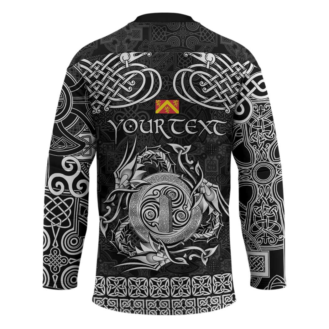 Personalized Anglesey Ynys Mon Hockey Jersey Black Standing Stone Celtic-inspired - Wonder Print Shop