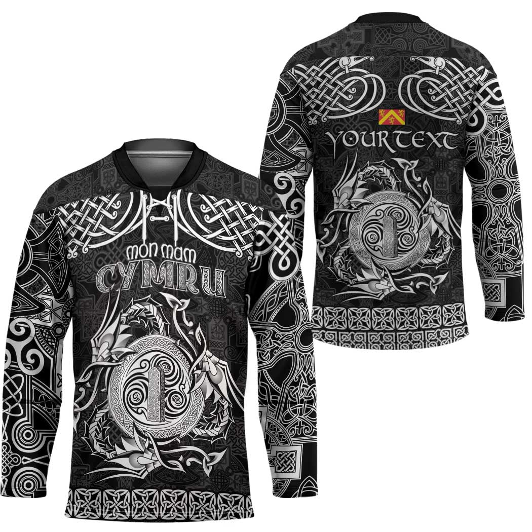 Personalized Anglesey Ynys Mon Hockey Jersey Black Standing Stone Celtic-inspired - Wonder Print Shop