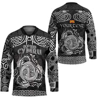 Personalized Anglesey Ynys Mon Hockey Jersey Black Standing Stone Celtic-inspired - Wonder Print Shop