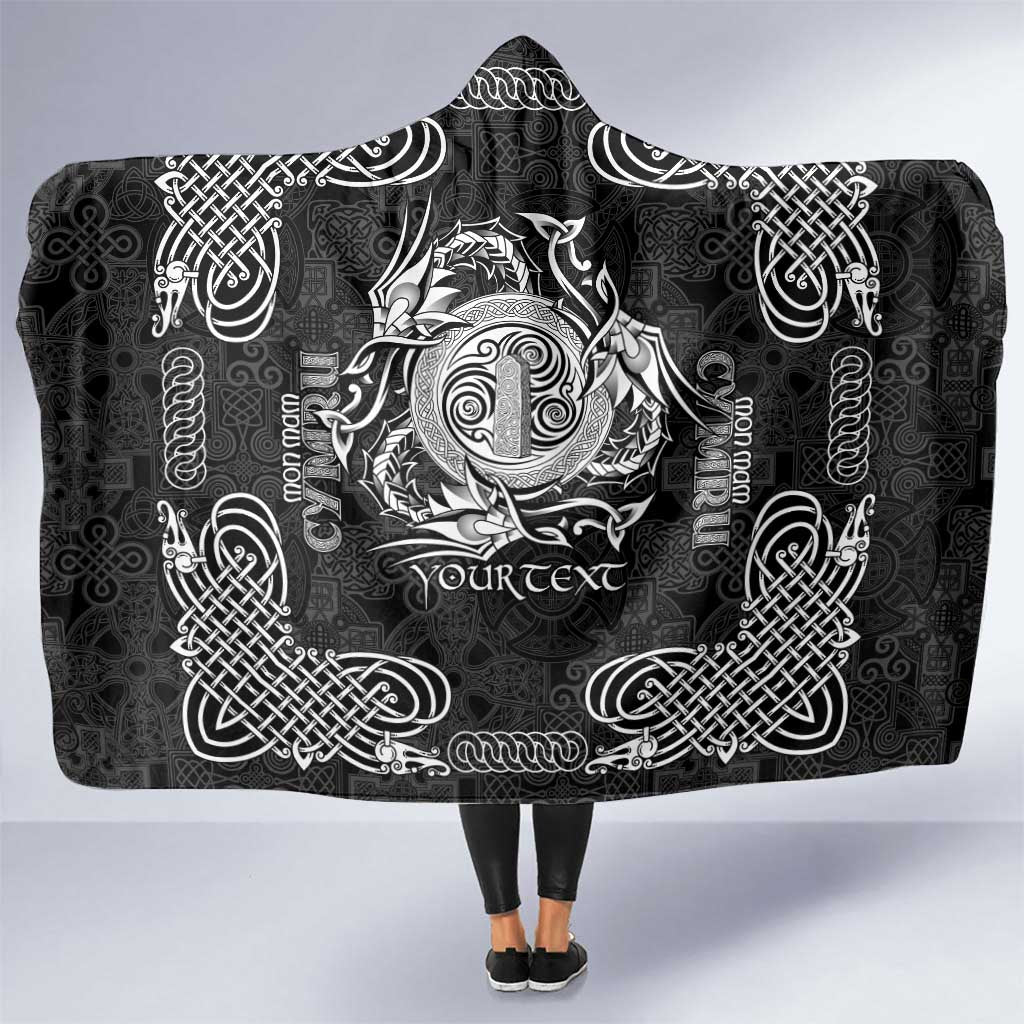 Personalized Anglesey Ynys Mon Hooded Blanket Black Standing Stone Celtic-inspired - Wonder Print Shop