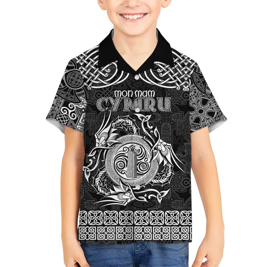 Personalized Anglesey Ynys Mon Kid Hawaiian Shirt Black Standing Stone Celtic-inspired - Wonder Print Shop