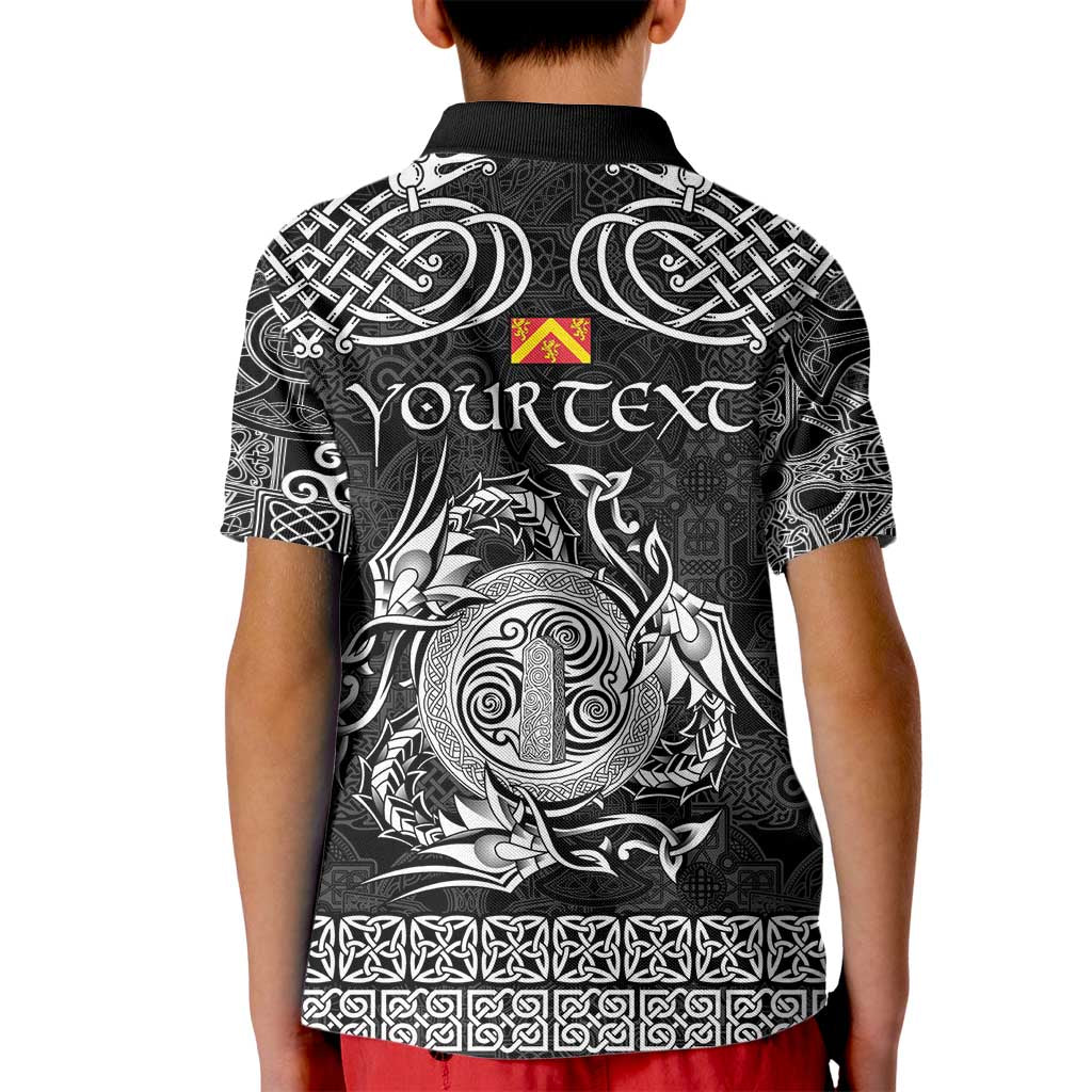 Personalized Anglesey Ynys Mon Kid Polo Shirt Black Standing Stone Celtic-inspired - Wonder Print Shop