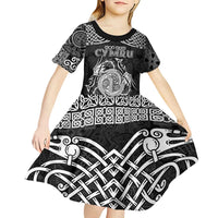 Personalized Anglesey Ynys Mon Kid Short Sleeve Dress Black Standing Stone Celtic-inspired - Wonder Print Shop