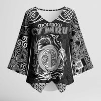 Personalized Anglesey Ynys Mon Kimono Sleeve Blouse Black Standing Stone Celtic-inspired - Wonder Print Shop