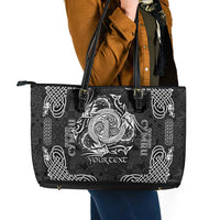 Personalized Anglesey Ynys Mon Leather Tote Bag Black Standing Stone Celtic-inspired - Wonder Print Shop