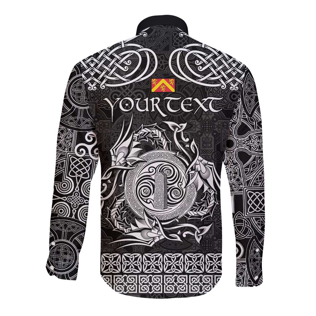 Personalized Anglesey Ynys Mon Long Sleeve Button Shirt Black Standing Stone Celtic-inspired - Wonder Print Shop