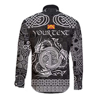 Personalized Anglesey Ynys Mon Long Sleeve Button Shirt Black Standing Stone Celtic-inspired - Wonder Print Shop