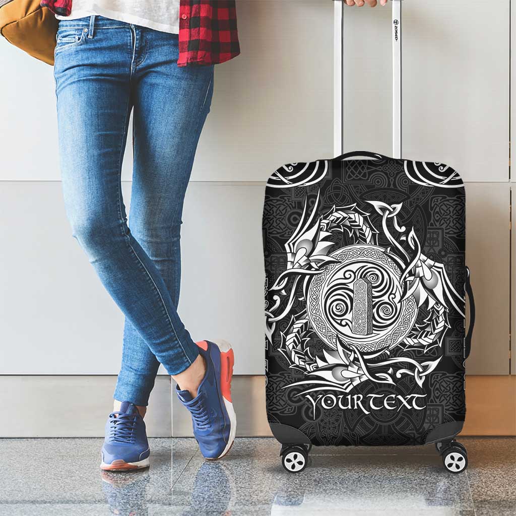 Personalized Anglesey Ynys Mon Luggage Cover Black Standing Stone Celtic-inspired - Wonder Print Shop