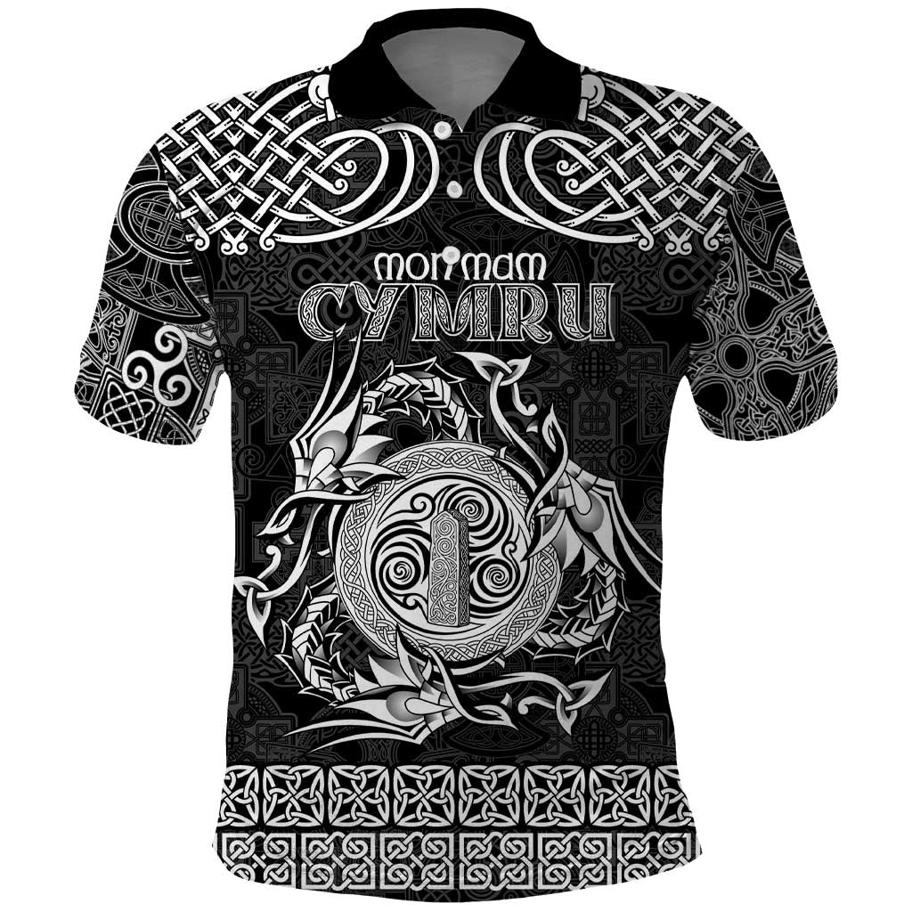 Personalized Anglesey Ynys Mon Polo Shirt Black Standing Stone Celtic-inspired - Wonder Print Shop