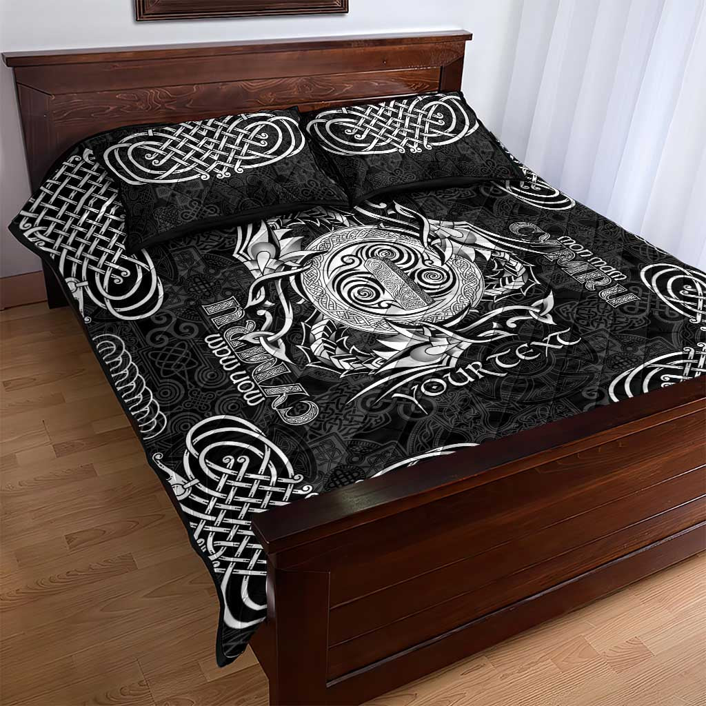 Personalized Anglesey Ynys Mon Quilt Bed Set Black Standing Stone Celtic-inspired - Wonder Print Shop