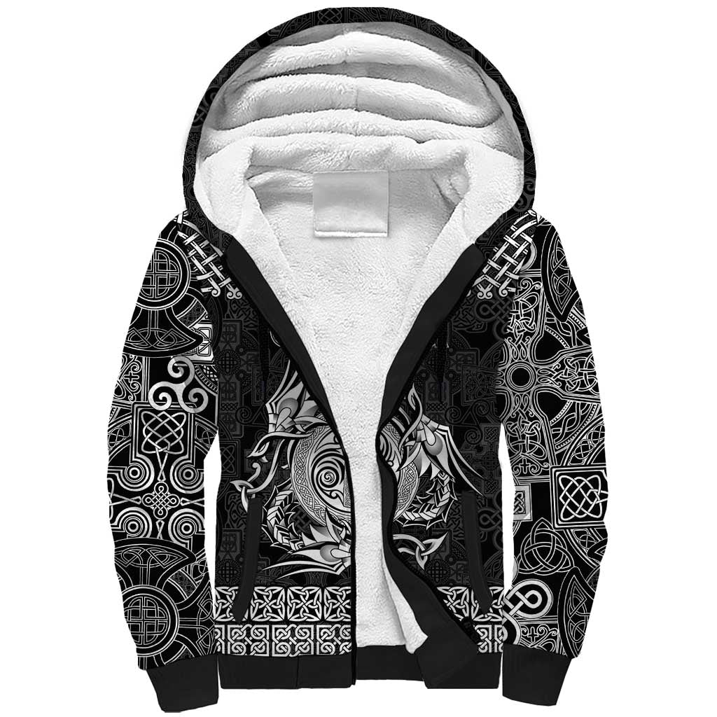 Personalized Anglesey Ynys Mon Sherpa Hoodie Black Standing Stone Celtic-inspired - Wonder Print Shop