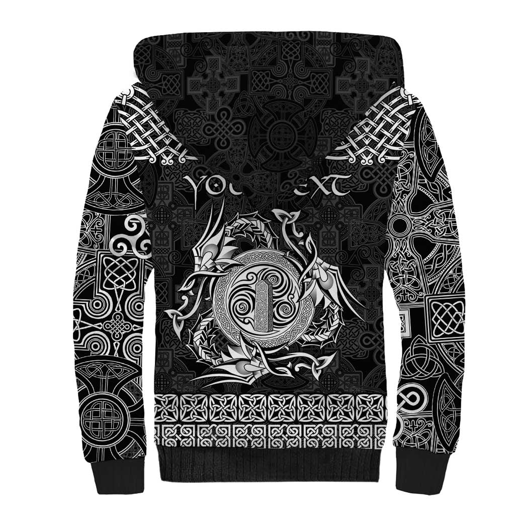 Personalized Anglesey Ynys Mon Sherpa Hoodie Black Standing Stone Celtic-inspired - Wonder Print Shop