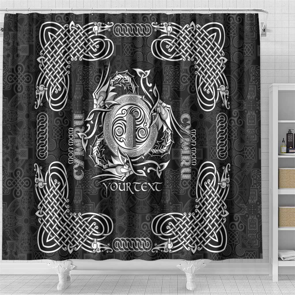 Personalized Anglesey Ynys Mon Shower Curtain Black Standing Stone Celtic-inspired - Wonder Print Shop