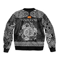 Personalized Anglesey Ynys Mon Sleeve Zip Bomber Jacket Black Standing Stone Celtic-inspired - Wonder Print Shop