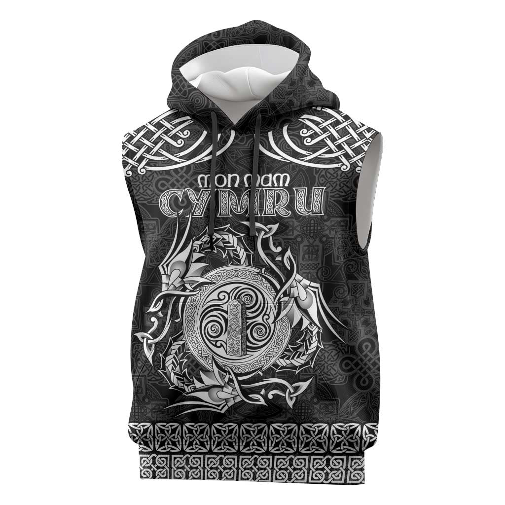 Personalized Anglesey Ynys Mon Sleeveless Hoodie Black Standing Stone Celtic-inspired - Wonder Print Shop