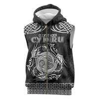 Personalized Anglesey Ynys Mon Sleeveless Zip Hoodie Black Standing Stone Celtic-inspired - Wonder Print Shop