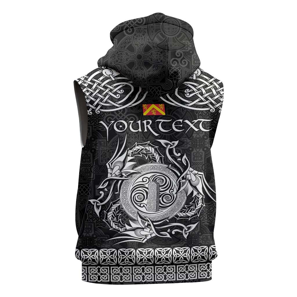 Personalized Anglesey Ynys Mon Sleeveless Zip Hoodie Black Standing Stone Celtic-inspired - Wonder Print Shop