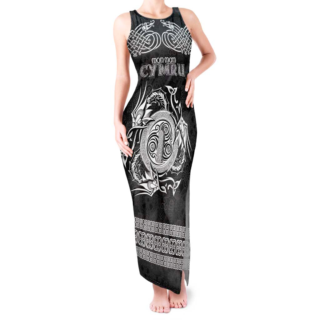 Personalized Anglesey Ynys Mon Tank Maxi Dress Black Standing Stone Celtic-inspired - Wonder Print Shop